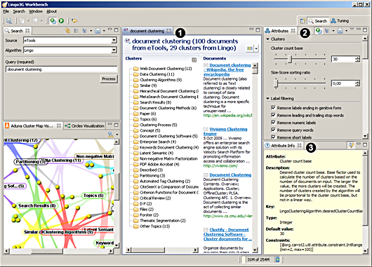 Tuning clustering in Lingo3G Document Clustering Workbench