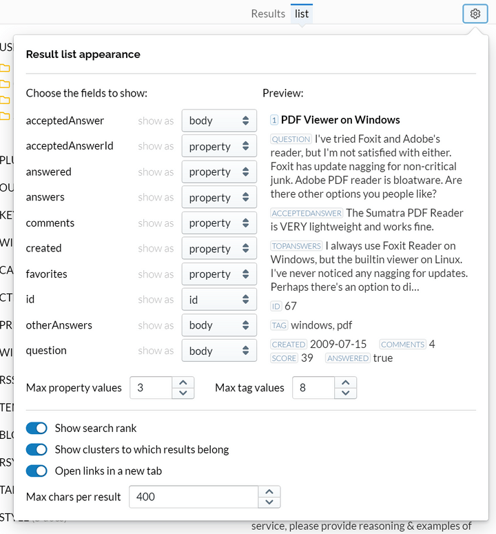 Documents view configuration in Lingo3G Workbench, light theme.