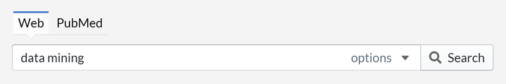 Search bar of the Lingo3G Search Results clustering app, light theme.