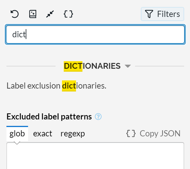 Lingo3G Clustering Workbench parameters search, light theme.