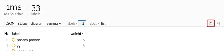 Excel export of a label list (light theme).