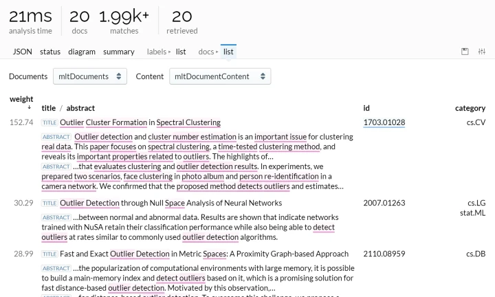 Lingo4G JSON sandbox app: stage-specific views (light theme).