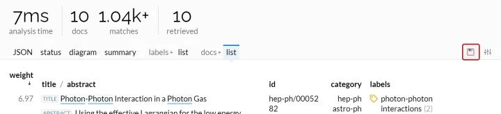 Excel export of a document list (light theme).
