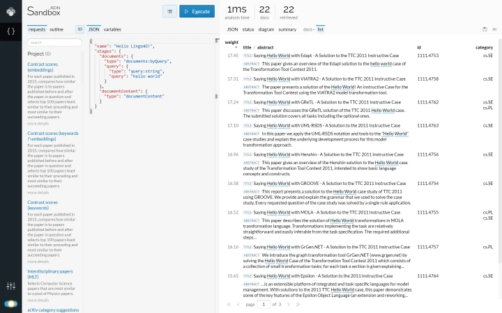 'Hello world!' example request (light theme).