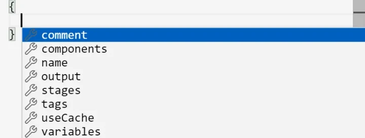 JSON request editor top-level autocomplete (light theme).