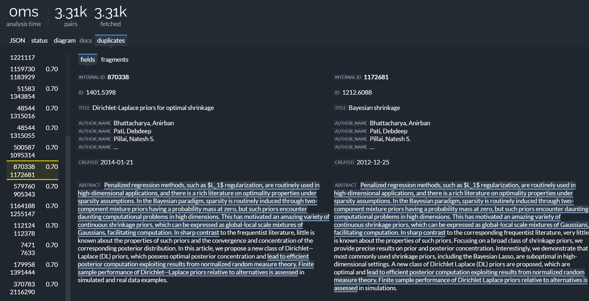 Field view with duplicated text fragments highlighted.