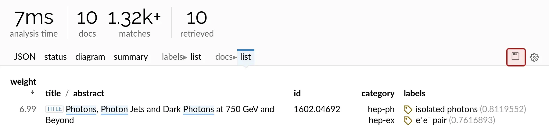 Excel export of a document list (light theme).