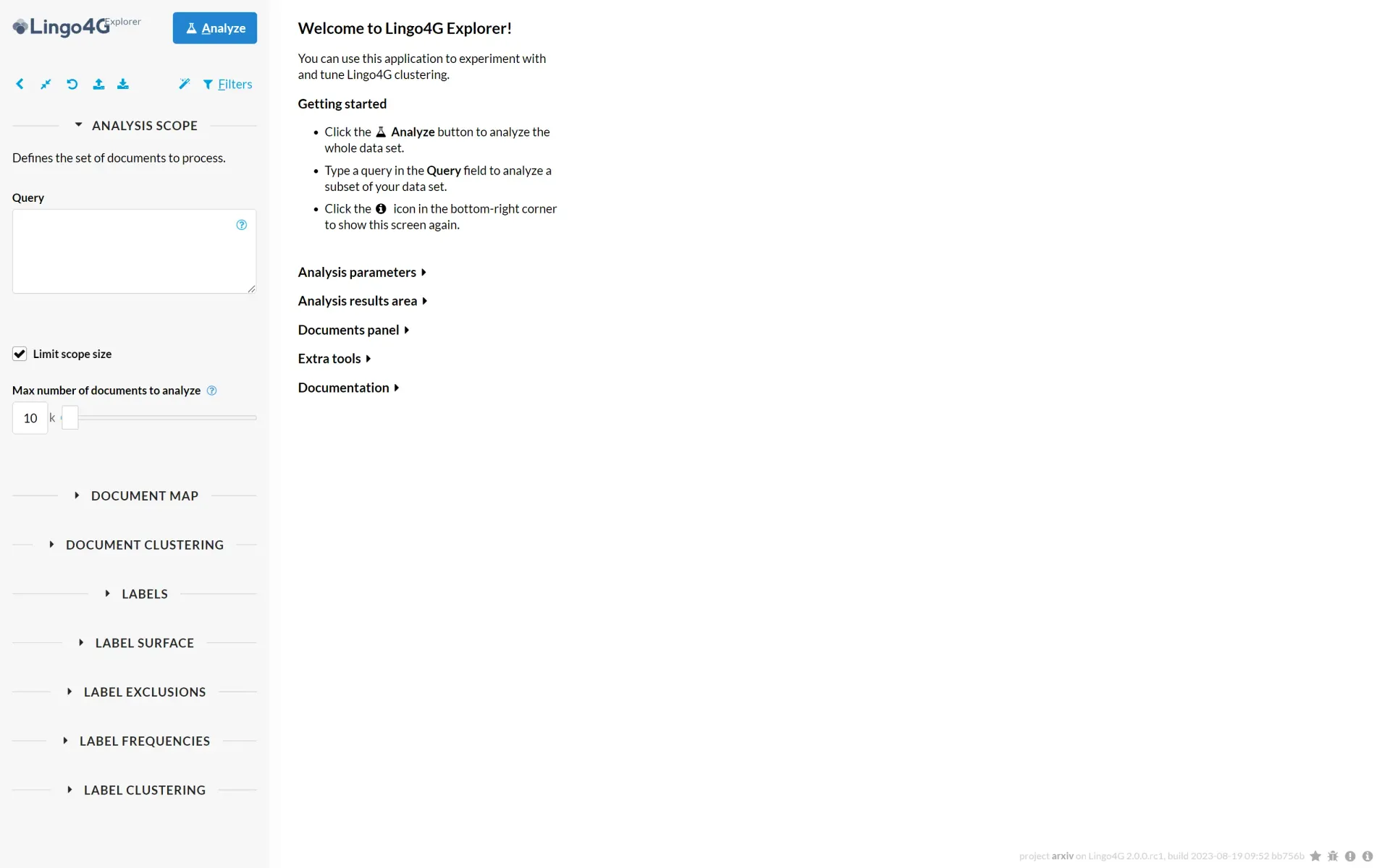 Lingo4G Explorer v1, overview.