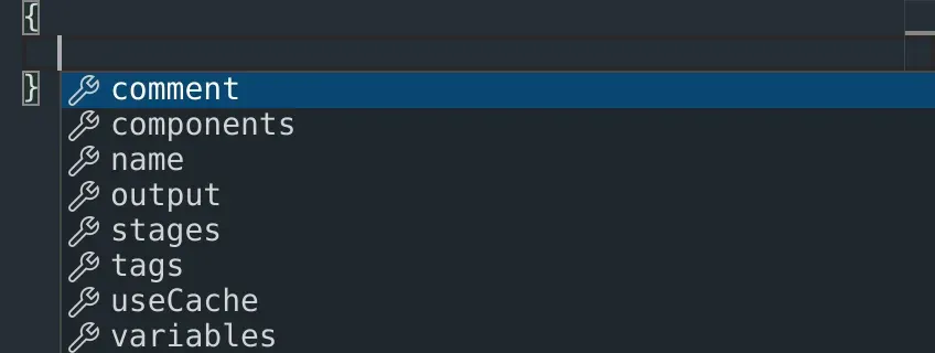 JSON request editor top-level autocomplete (light theme).