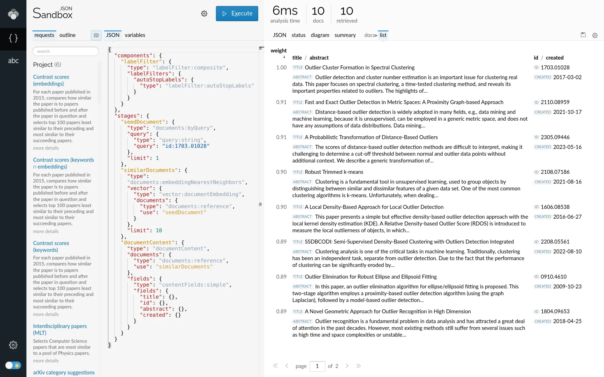 More-like-this document similarity search result.